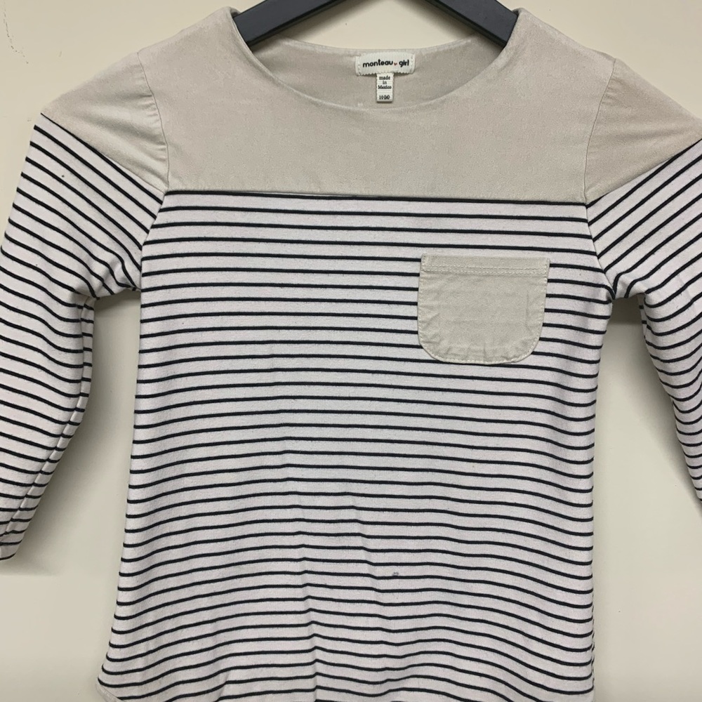 L/S navy striped tee.  Monteau Girl size 10.